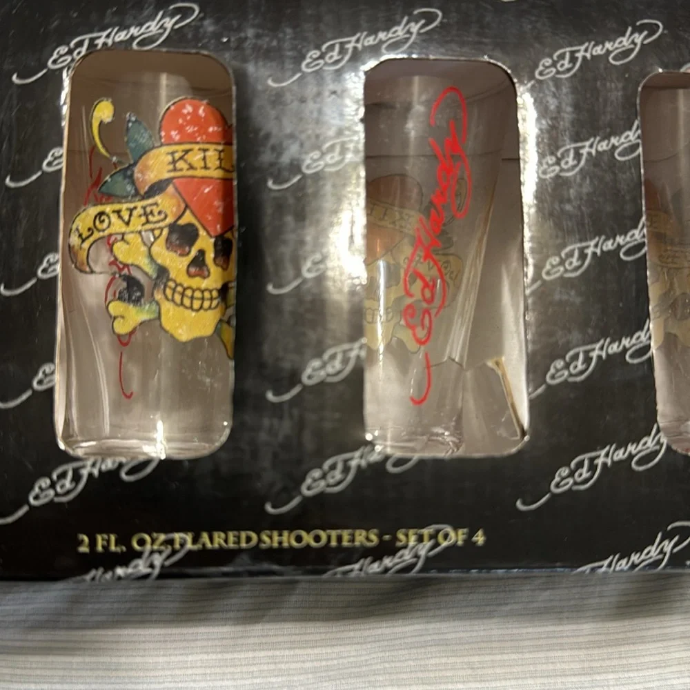 Ed Hardy 2FL.OZ flared shooters -set of four. NWOT